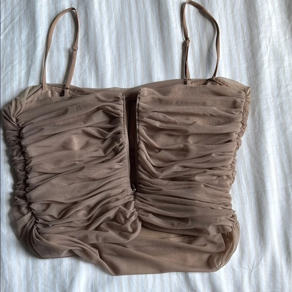 Babaton Brown Ruched Fitted Camisole - Picture 3 of 4